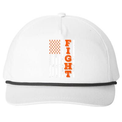 I Wear Orange Fight Kidney Cancer Awareness American Flag Snapback Five-Panel Rope Hat