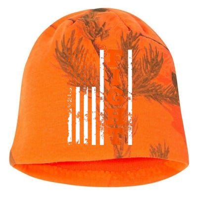 I Wear Orange Fight Kidney Cancer Awareness American Flag Kati - Camo Knit Beanie