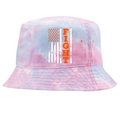 I Wear Orange Fight Kidney Cancer Awareness American Flag Tie-Dyed Bucket Hat