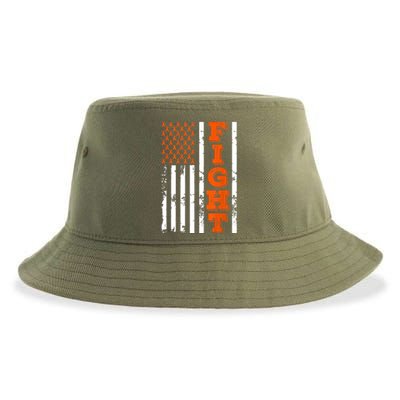 I Wear Orange Fight Kidney Cancer Awareness American Flag Sustainable Bucket Hat