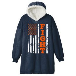 I Wear Orange Fight Kidney Cancer Awareness American Flag Hooded Wearable Blanket