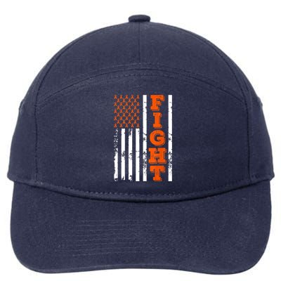 I Wear Orange Fight Kidney Cancer Awareness American Flag 7-Panel Snapback Hat