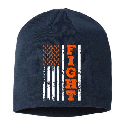 I Wear Orange Fight Kidney Cancer Awareness American Flag Sustainable Beanie