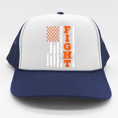 I Wear Orange Fight Kidney Cancer Awareness American Flag Trucker Hat