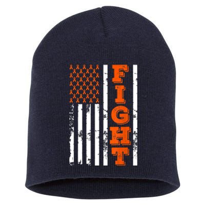 I Wear Orange Fight Kidney Cancer Awareness American Flag Short Acrylic Beanie