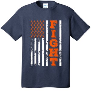 I Wear Orange Fight Kidney Cancer Awareness American Flag T-Shirt