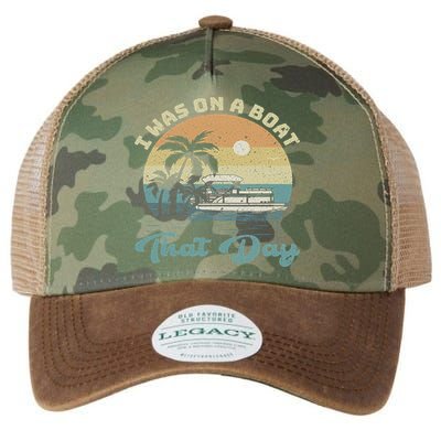 I Was On A Boat That Day Vintage Retro Pontoon Boat Legacy Tie Dye Trucker Hat