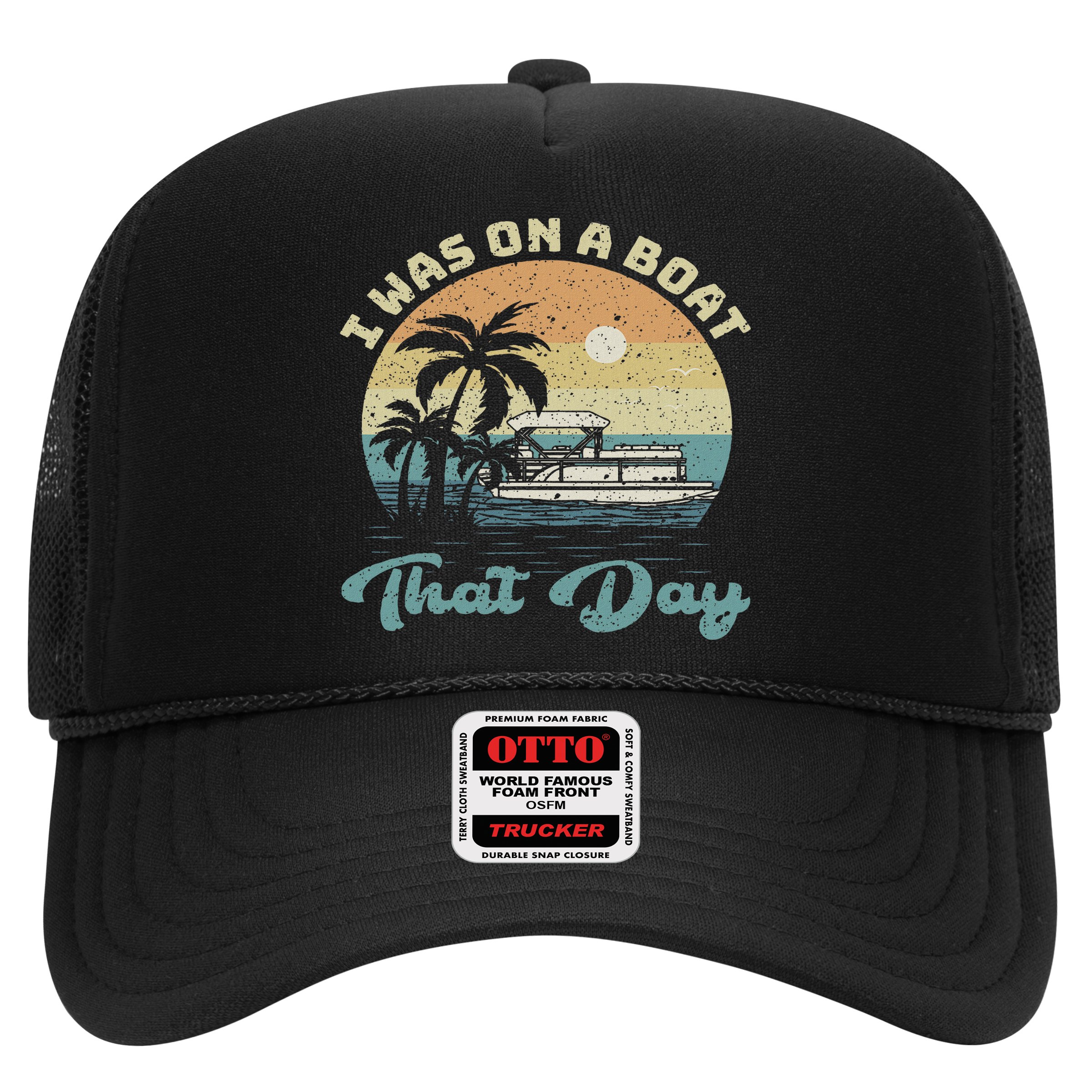 I Was On A Boat That Day Vintage Retro Pontoon Boat Hat