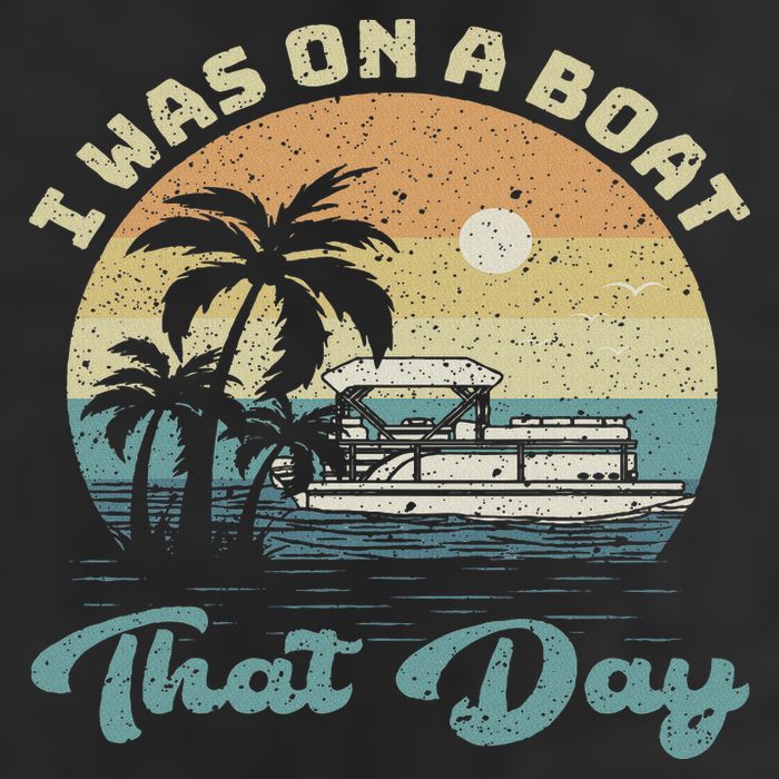 I Was On A Boat That Day Vintage Retro Pontoon Boat Golf Towel