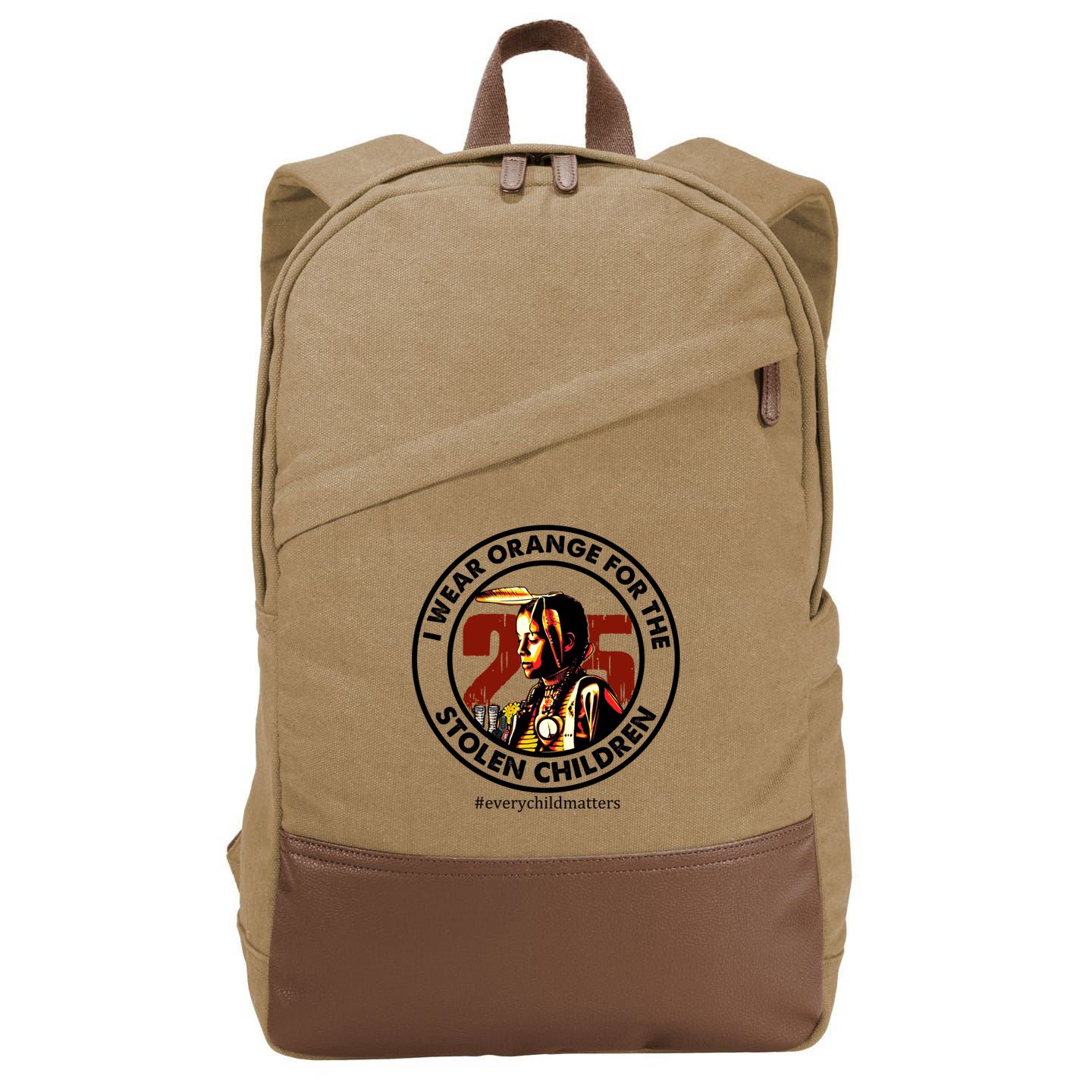 I Wear Orange For Stolen Children Every Child Matters Cotton Canvas Backpack