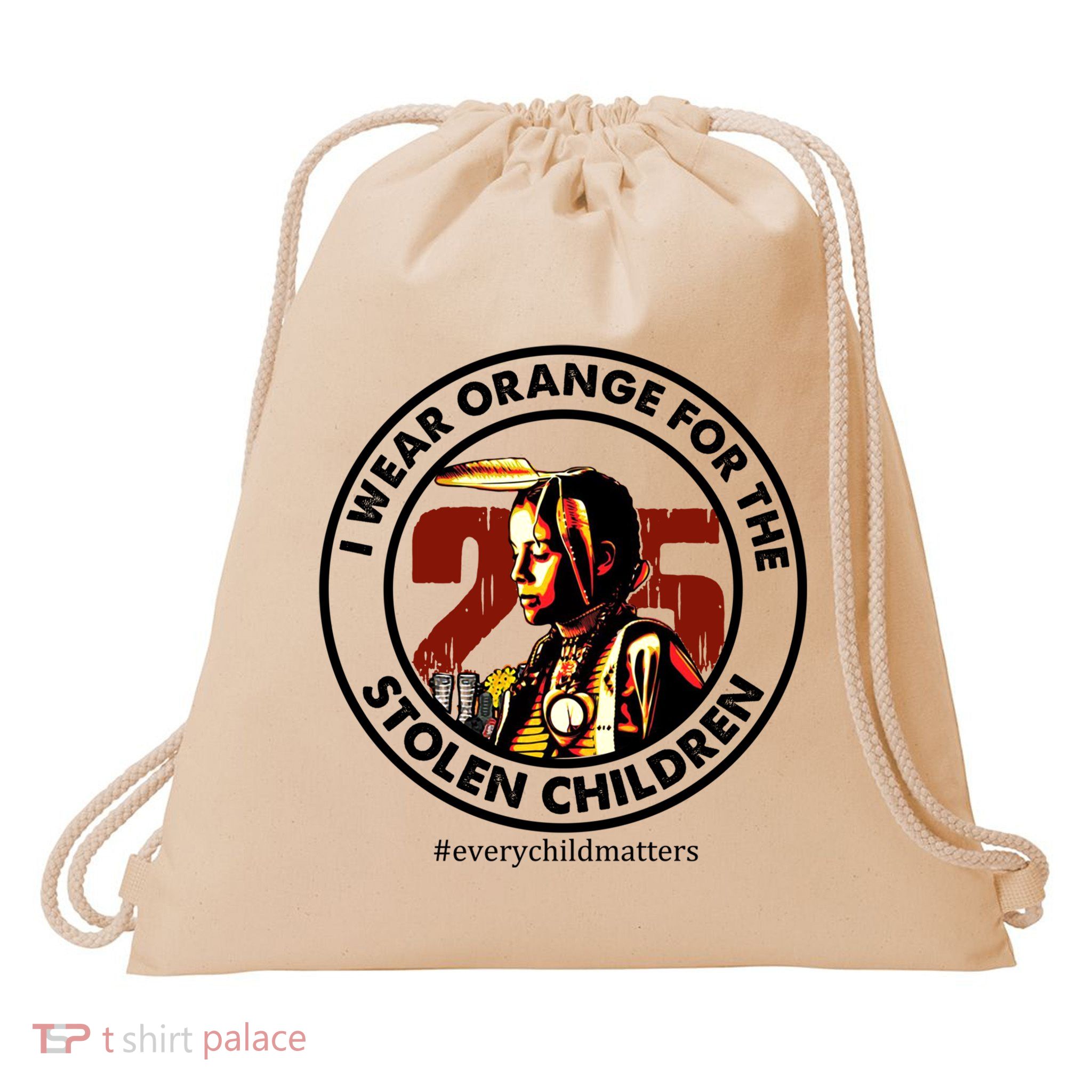 I Wear Orange For Stolen Children Every Child Matters Drawstring Bag