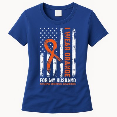  I Wear Orange For My Husband Multiple Sclerosis  Womens T-Shirt