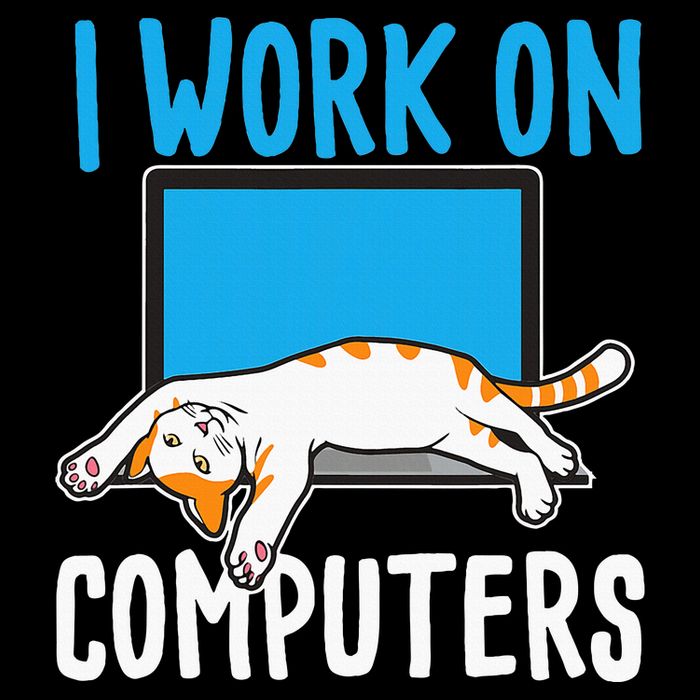 I Work On Computers Funny Cat Lover Kitten Kitty Button