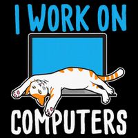 I Work On Computers Funny Cat Lover Kitten Kitty Drawstring Bag