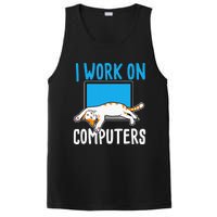 I Work On Computers Funny Cat Lover Kitten Kitty PosiCharge Competitor Tank