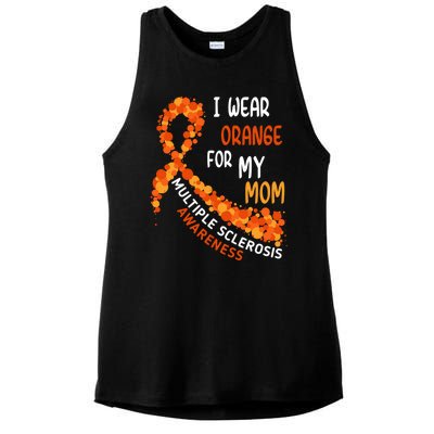 I Wear Orange For My Mom Multiple Sclerosis Awareness Ladies PosiCharge Tri-Blend Wicking Tank