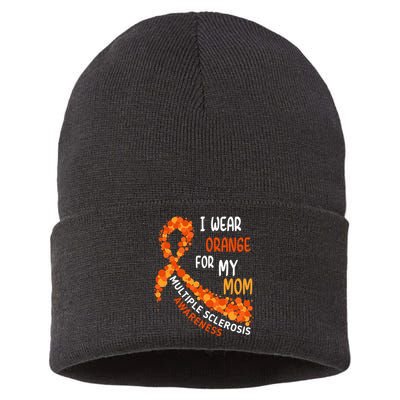 I Wear Orange For My Mom Multiple Sclerosis Awareness Sustainable Knit Beanie