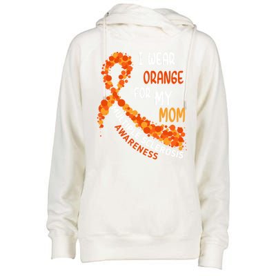 I Wear Orange For My Mom Multiple Sclerosis Awareness Womens Funnel Neck Pullover Hood