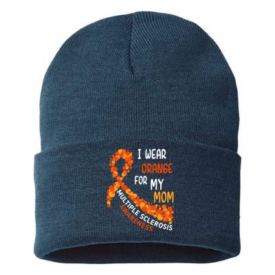 I Wear Orange For My Mom Multiple Sclerosis Awareness Sustainable Knit Beanie