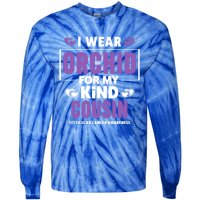 I Wear Orchid For My Cousin Meaningful Gift Testicular Cancer Awareness Gift Tie-Dye Long Sleeve Shirt