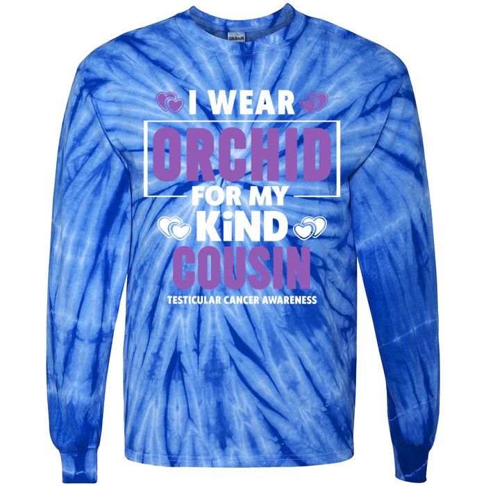 I Wear Orchid For My Cousin Meaningful Gift Testicular Cancer Awareness Gift Tie-Dye Long Sleeve Shirt