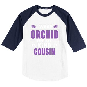 I Wear Orchid For My Cousin Meaningful Gift Testicular Cancer Awareness Gift Baseball Sleeve Shirt