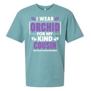 I Wear Orchid For My Cousin Meaningful Gift Testicular Cancer Awareness Gift Sueded Cloud Jersey T-Shirt