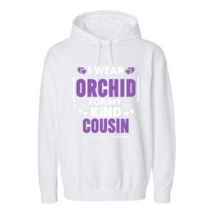 I Wear Orchid For My Cousin Meaningful Gift Testicular Cancer Awareness Gift Garment-Dyed Fleece Hoodie