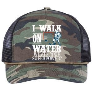 I Walk On Water What's Your Superpower? Hockey Retro Rope Trucker Hat Cap