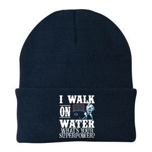 I Walk On Water What's Your Superpower? Hockey Knit Cap Winter Beanie