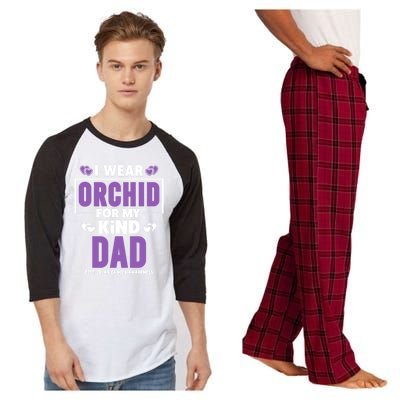 I Wear Orchid For My Dad Gift Testicular Cancer Awareness Gift Raglan Sleeve Pajama Set