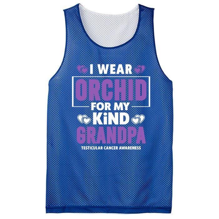 I Wear Orchid For My Grandpa Meaningful Gift Testicular Cancer Awareness Gift Mesh Reversible Basketball Jersey Tank