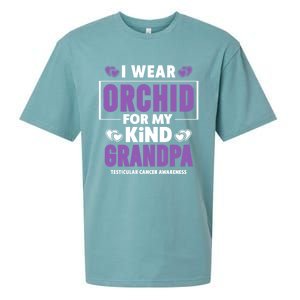 I Wear Orchid For My Grandpa Meaningful Gift Testicular Cancer Awareness Gift Sueded Cloud Jersey T-Shirt