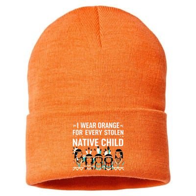 I Wear Orange For Every American Native Child Indian Pride Sustainable Knit Beanie