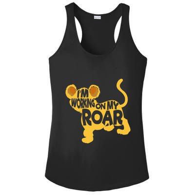 IM Working On My Roar Lion Whisperer Safari Wildlife Animal Ladies PosiCharge Competitor Racerback Tank