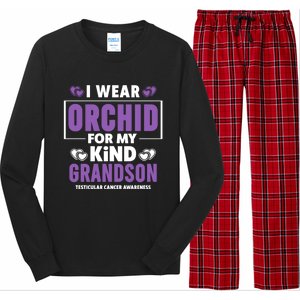 I Wear Orchid For My Grandson Gift Testicular Cancer Awareness Funny Gift Long Sleeve Pajama Set