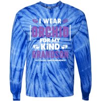 I Wear Orchid For My Grandson Gift Testicular Cancer Awareness Funny Gift Tie-Dye Long Sleeve Shirt