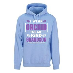 I Wear Orchid For My Grandson Gift Testicular Cancer Awareness Funny Gift Unisex Surf Hoodie