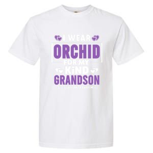 I Wear Orchid For My Grandson Gift Testicular Cancer Awareness Funny Gift Garment-Dyed Heavyweight T-Shirt