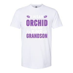 I Wear Orchid For My Grandson Gift Testicular Cancer Awareness Funny Gift Softstyle CVC T-Shirt