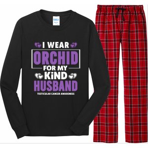 I Wear Orchid For My Husband Gift Testicular Cancer Awareness Cute Gift Long Sleeve Pajama Set