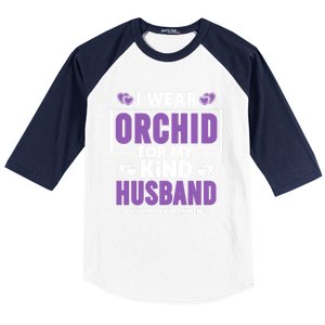 I Wear Orchid For My Husband Gift Testicular Cancer Awareness Cute Gift Baseball Sleeve Shirt