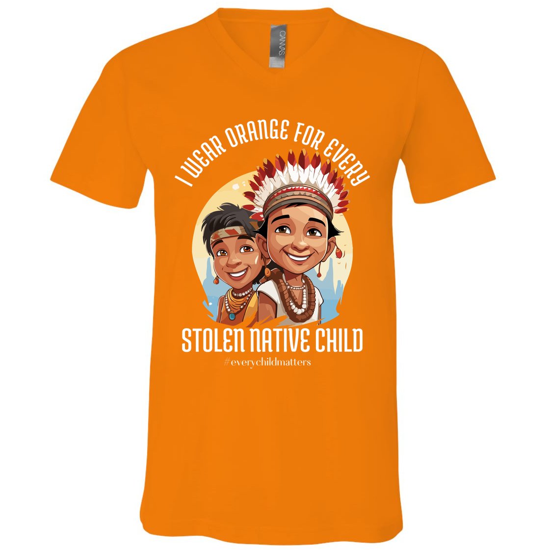I Wear Orange For Indigenous Children V-Neck T-Shirt