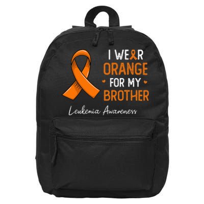 I Wear Orange For My Brother Leukemia Awareness Month 16 in Basic Backpack