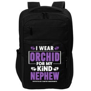 I Wear Orchid For My Nephew Gift Testicular Cancer Awareness Gift Impact Tech Backpack