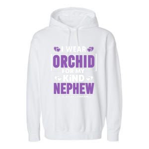 I Wear Orchid For My Nephew Gift Testicular Cancer Awareness Gift Garment-Dyed Fleece Hoodie