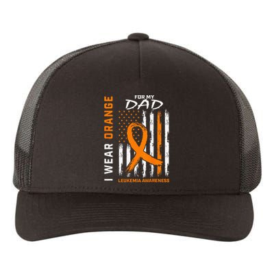 I Wear Orange For My Dad Leukemia Awareness American Flag Yupoong Adult 5-Panel Trucker Hat