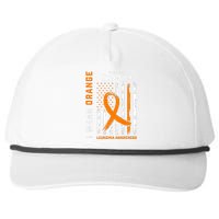 I Wear Orange For My Dad Leukemia Awareness American Flag Snapback Five-Panel Rope Hat