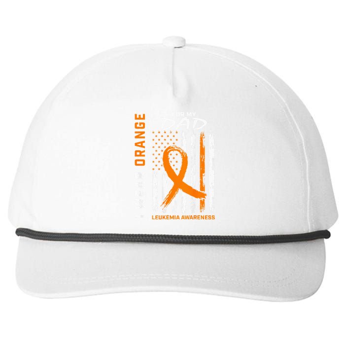 I Wear Orange For My Dad Leukemia Awareness American Flag Snapback Five-Panel Rope Hat