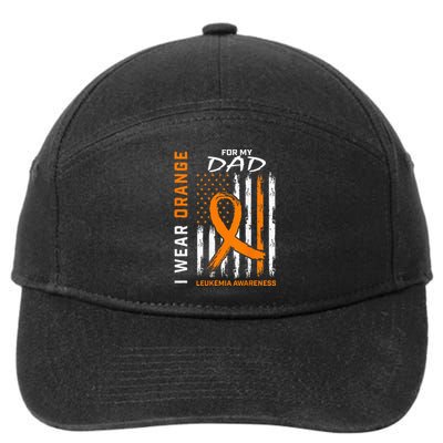 I Wear Orange For My Dad Leukemia Awareness American Flag 7-Panel Snapback Hat